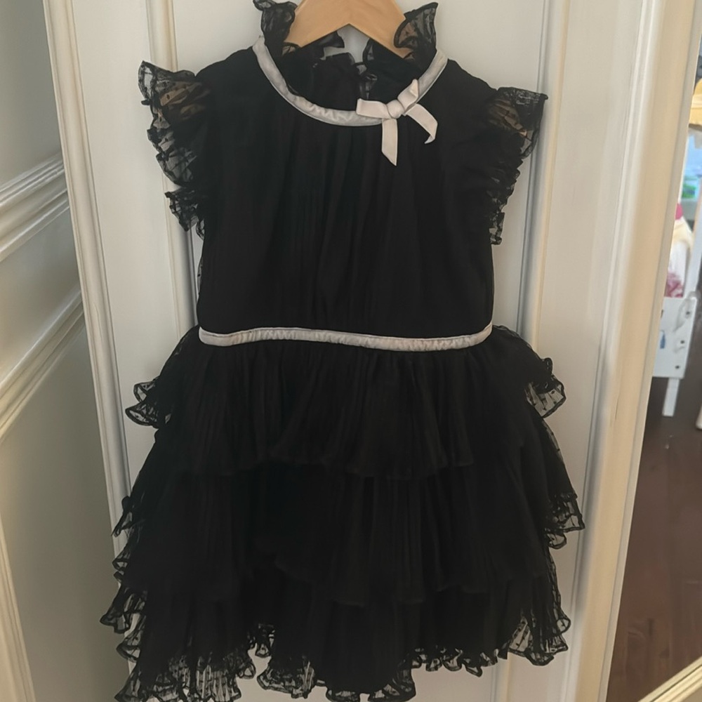 Janie and Jack formal black ruffle dress sz 6, like new
